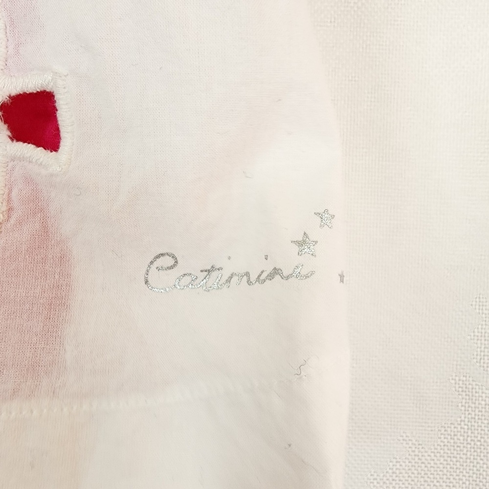 Catimini France Girls White Pink Lace Embroidered Dress Ruffles 100% Cotton Sz 4 - Picture 2 of 10